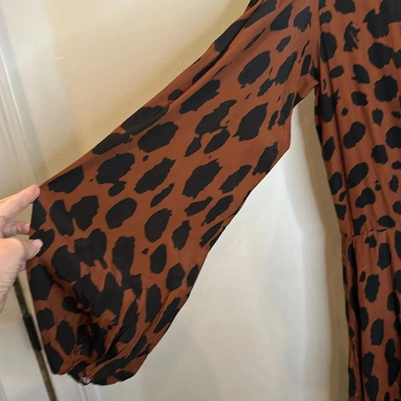 MEGAN/RENEE DRAPE TALIA MAXI DRESS BROWN BLACK ANIMAL PRINT NEW WITHOUT TAGS - Picture 4 of 8